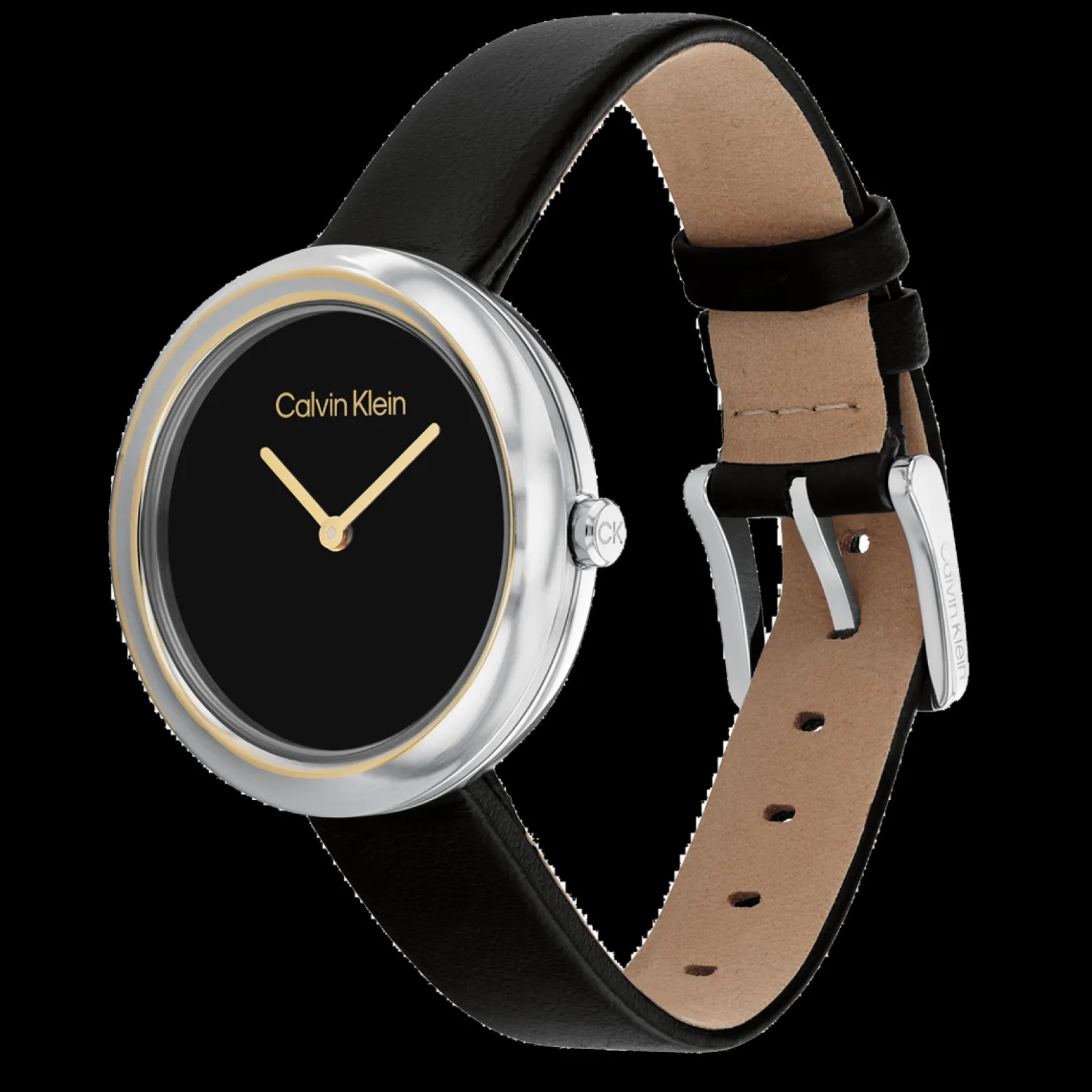 Aco E Dourado Em Pele Preta-Calvin Klein Watches Clearance