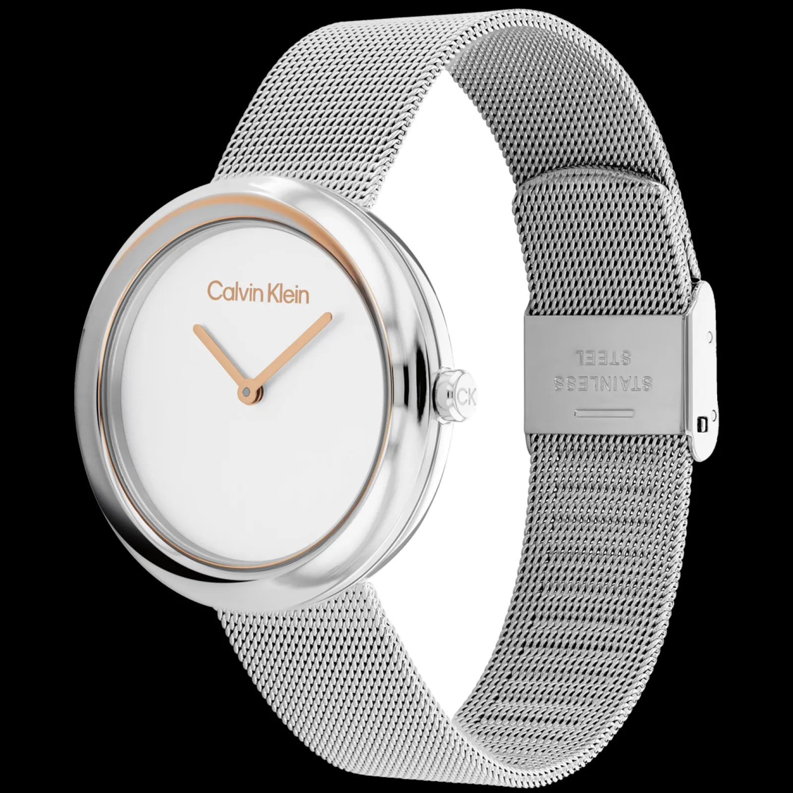 Aco E Dourado Rosa Em Malha Milanesa-Calvin Klein Watches Cheap