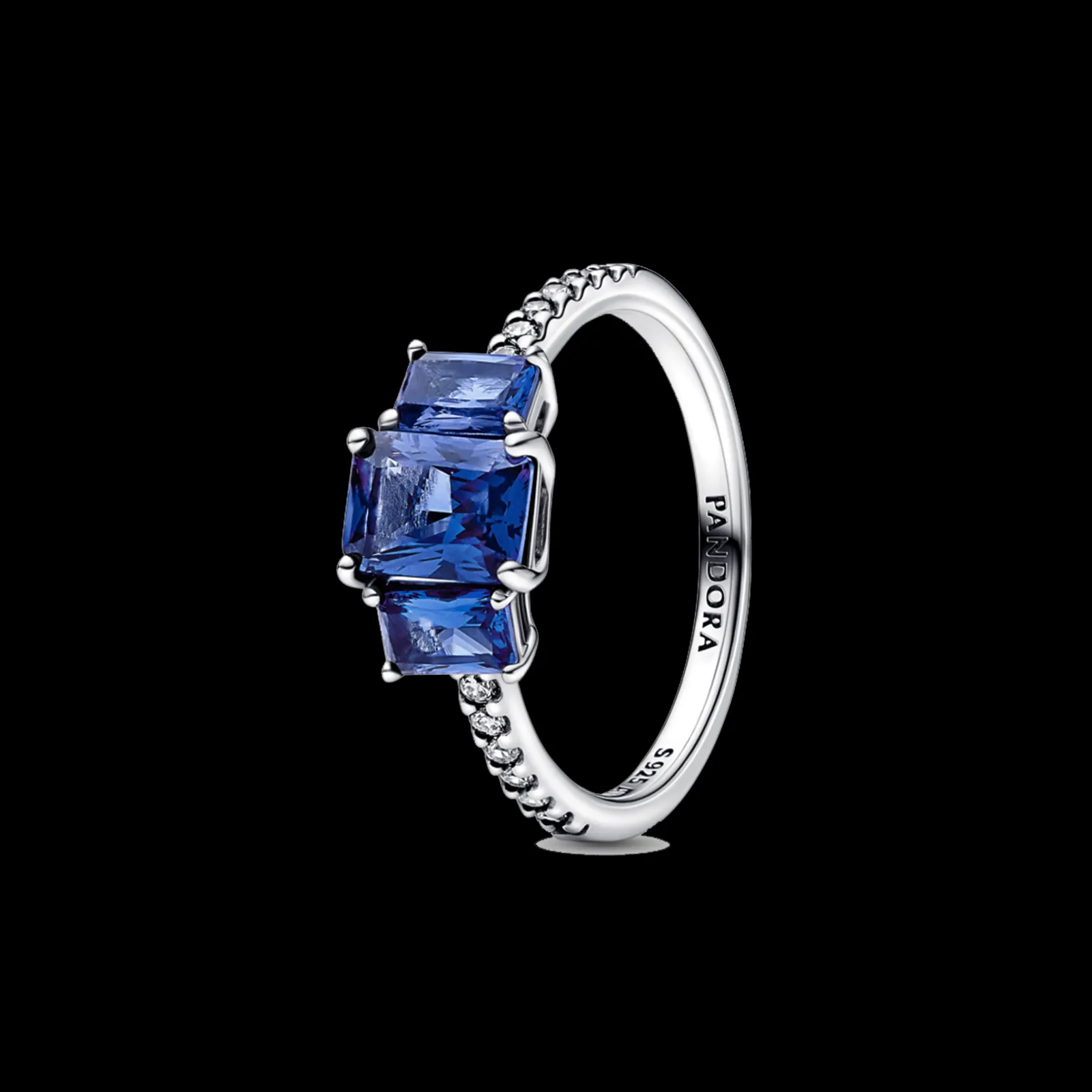 Anel Com Cristal Azul-Princesa-Pandora Outlet