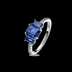 Anel Com Cristal Azul-Princesa-Pandora Outlet