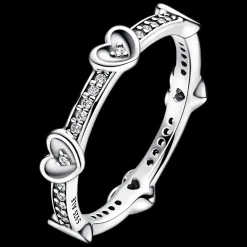 Anel Coracoes Com Zirconias-Pandora Shop