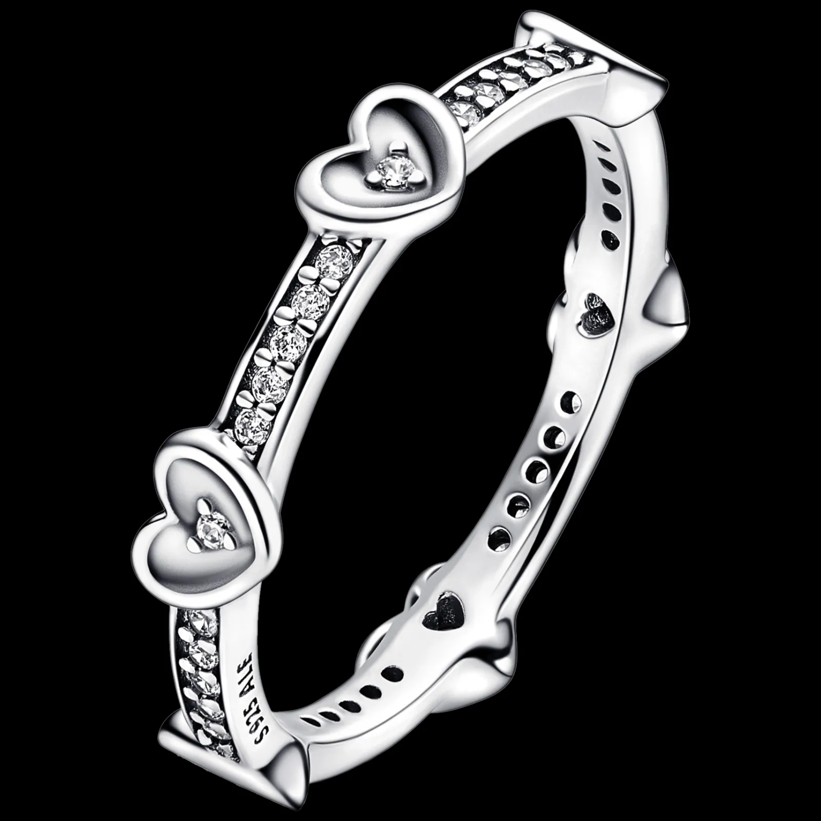 Anel Coracoes Com Zirconias-Pandora Shop
