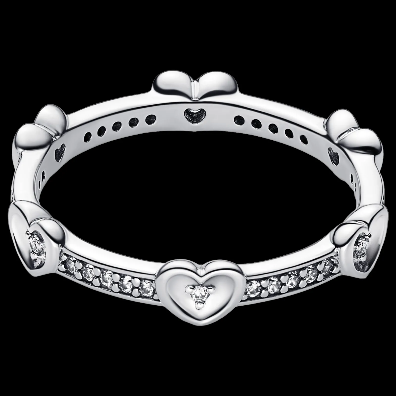 Anel Coracoes Com Zirconias-Pandora Shop