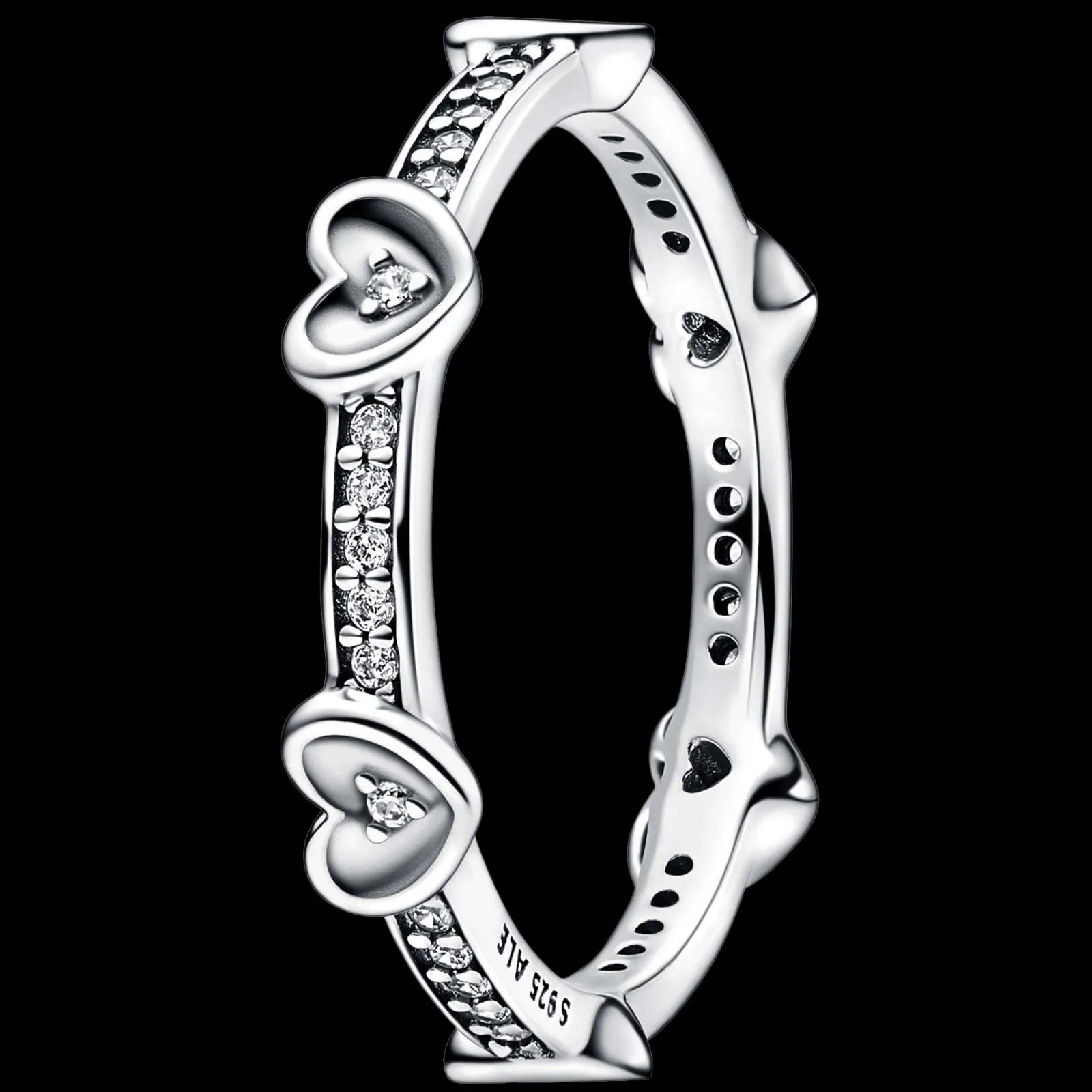 Anel Coracoes Com Zirconias-Pandora Shop