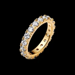 Anel Dourado Com Zirconias-Pandora Sale