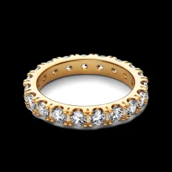 Anel Dourado Com Zirconias-Pandora Sale