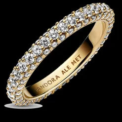 Anel Dourado Com Zirconias Cubicas-Pandora Best Sale