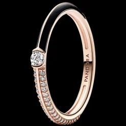 Anel Dourado E Preto Com Zirconias-Pandora Best