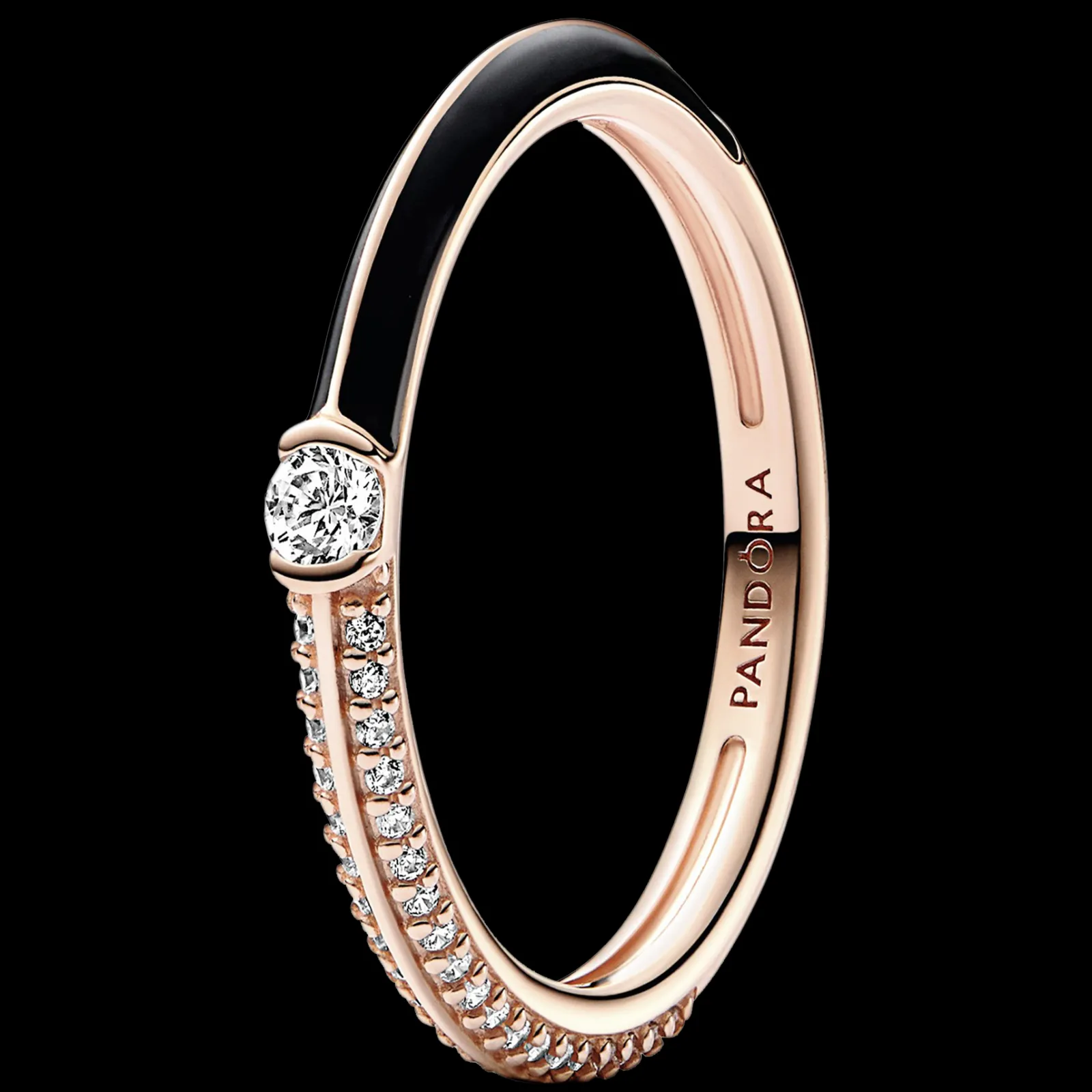 Anel Dourado E Preto Com Zirconias-Pandora Best