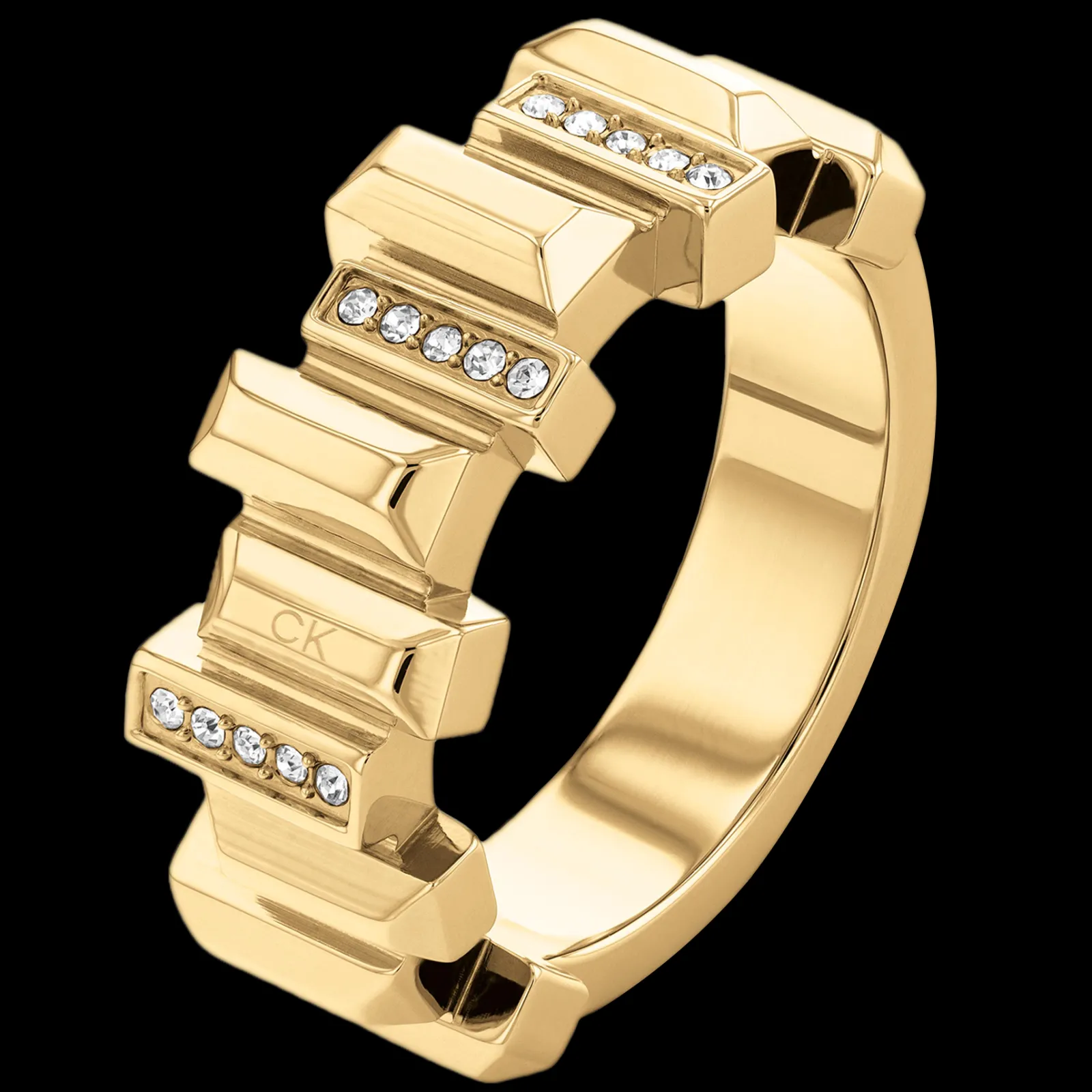 Anel Em Dourado Com Cristais-Calvin Klein Jewelry Shop