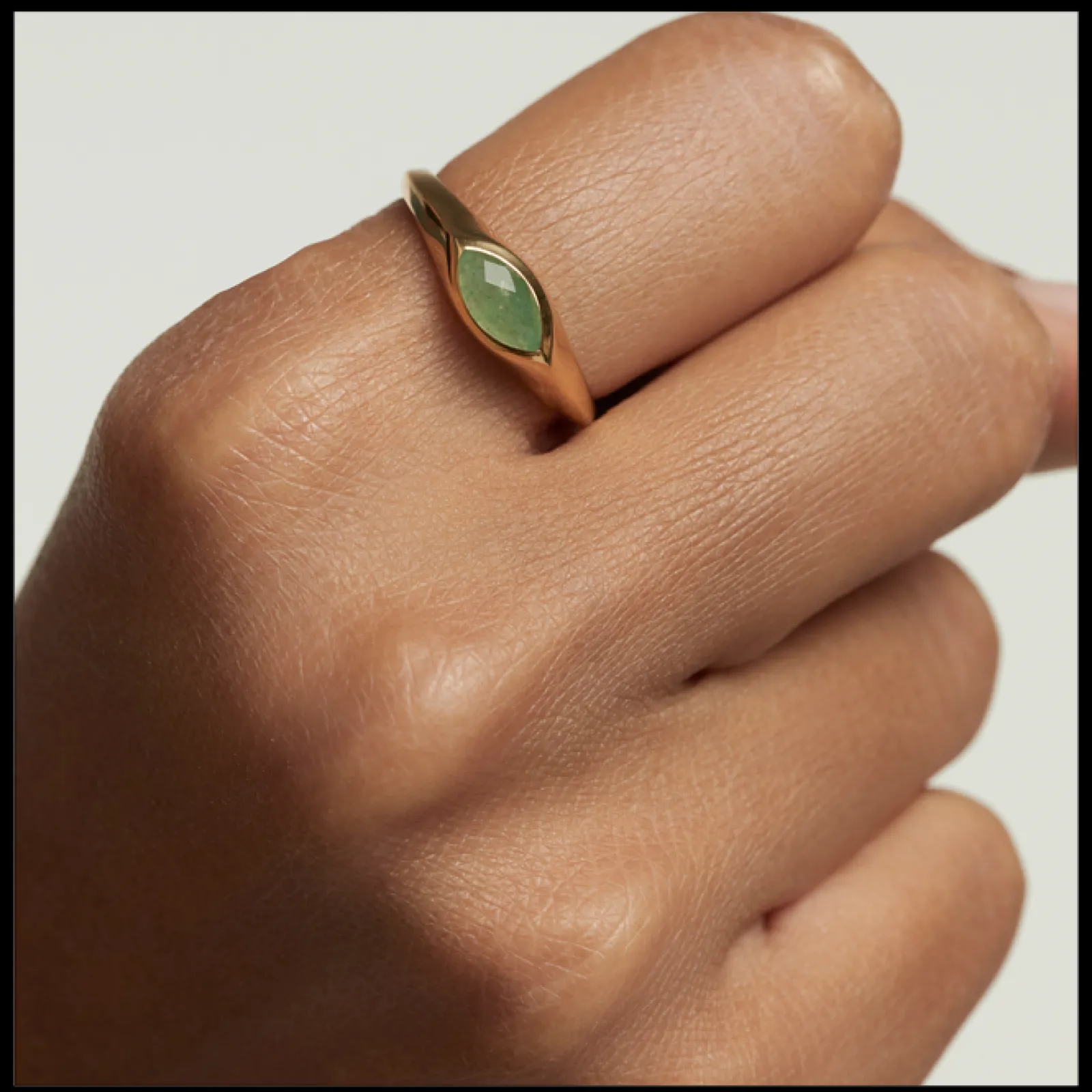 Anel Nomad Aventurine Stamp Dourado-PDPAOLA Online
