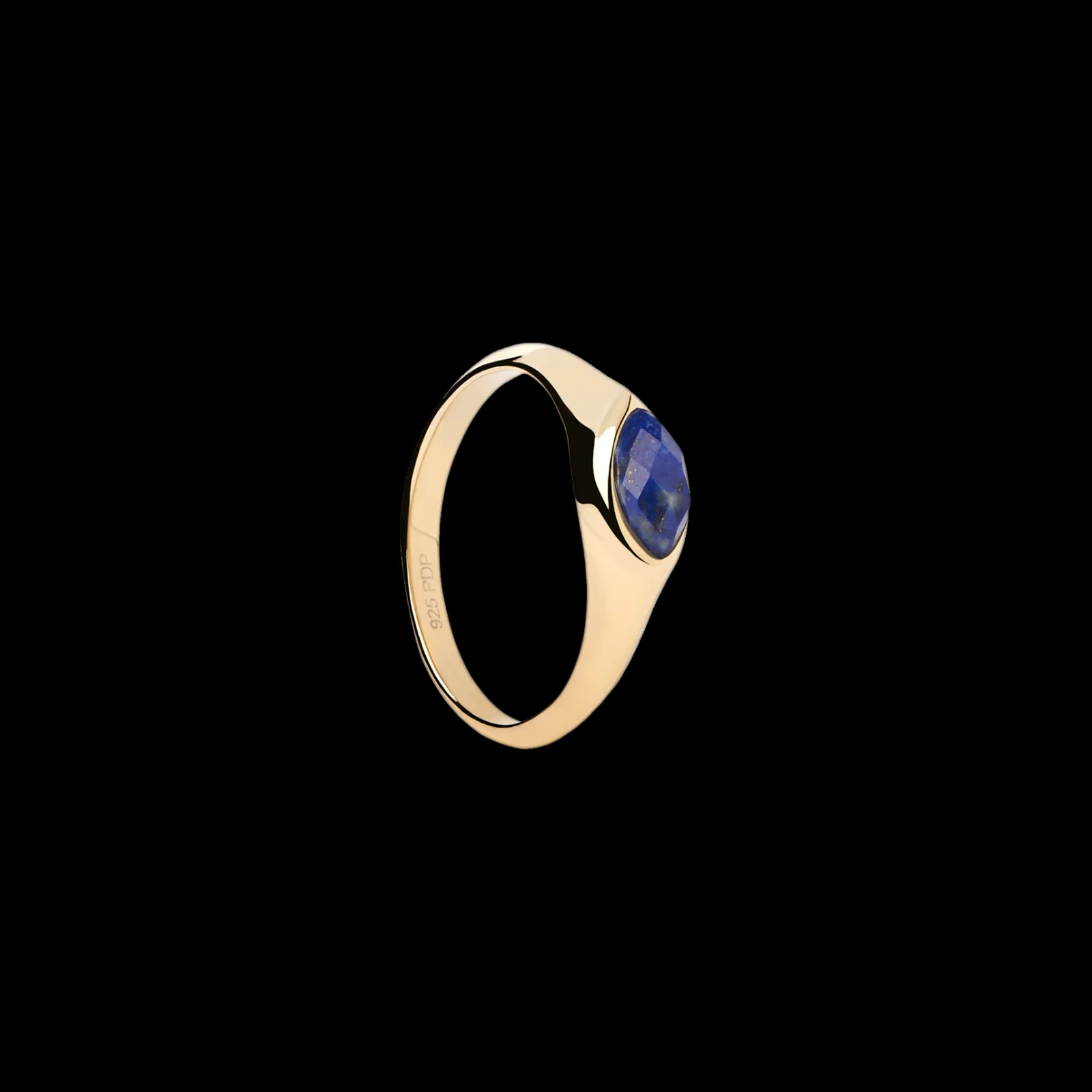 Anel Nomad Lapis Lazuli Stamp Dourado-PDPAOLA Clearance