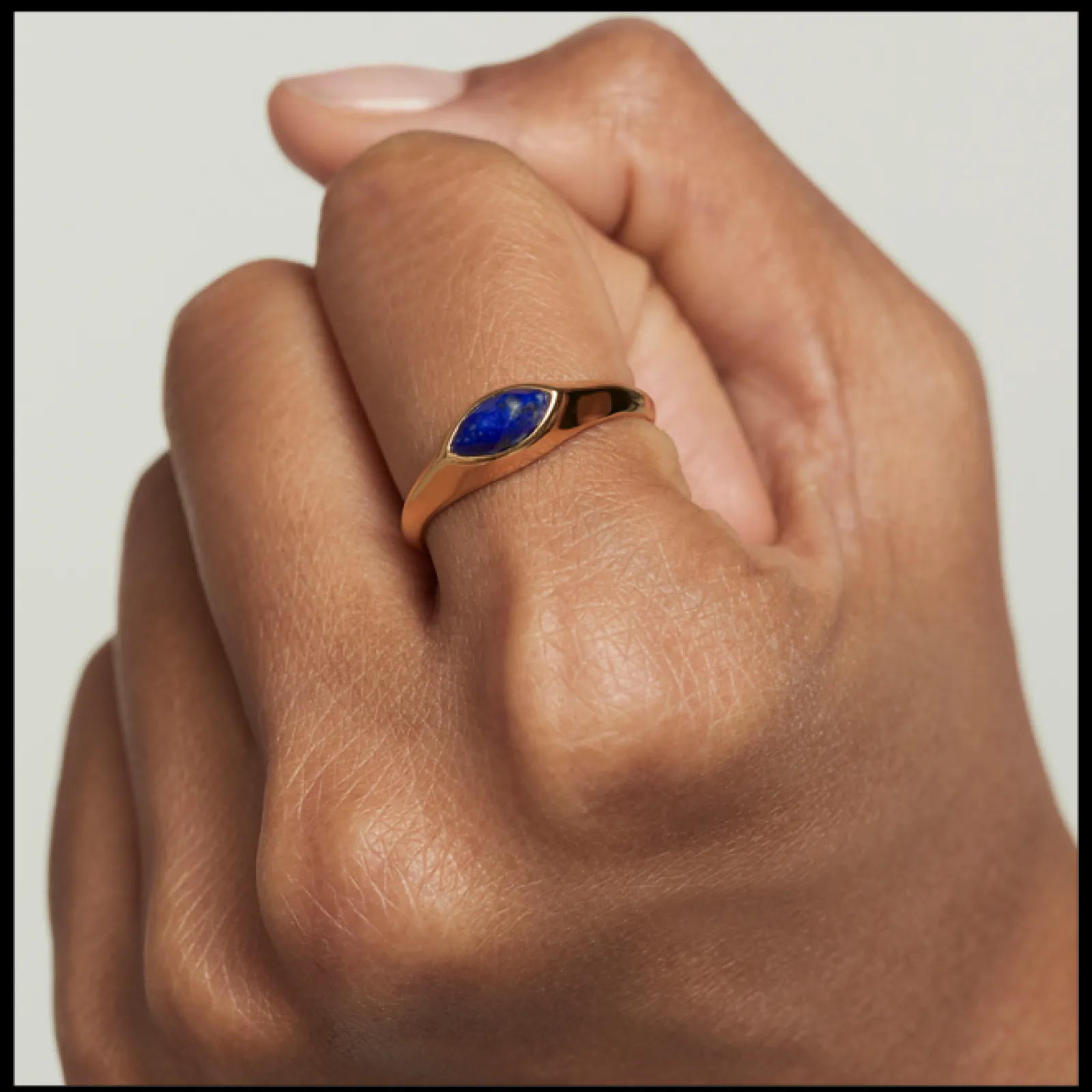 Anel Nomad Lapis Lazuli Stamp Dourado-PDPAOLA Clearance