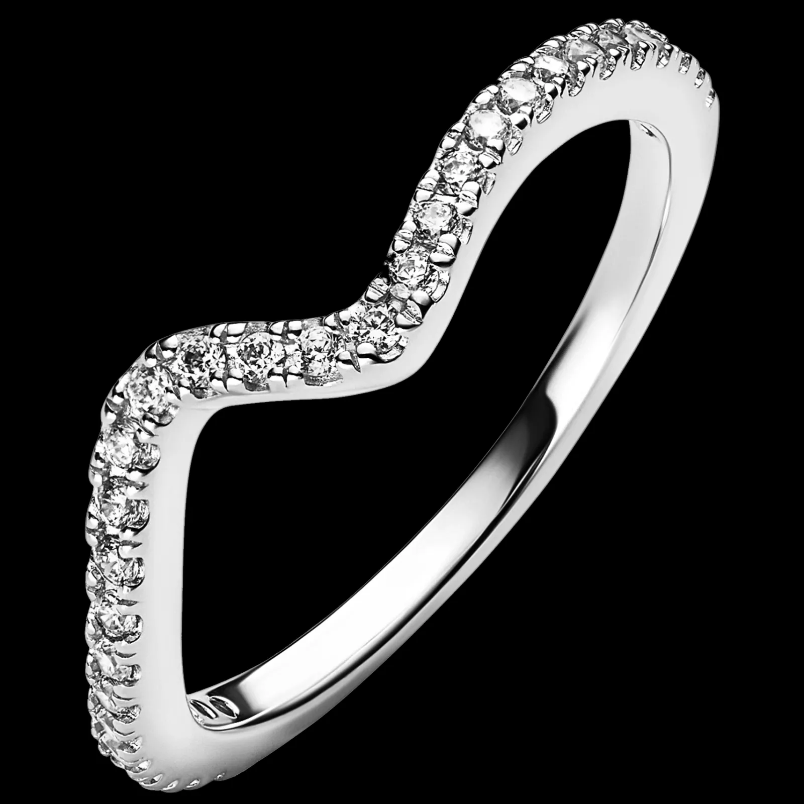 Anel Onda Com Zirconias-Pandora Cheap