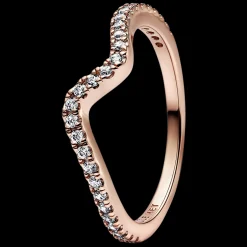 Anel Onda Rosa Com Zirconias-Pandora New