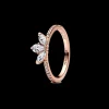 Anel Rosa Folha Com Zirconias-Pandora Cheap
