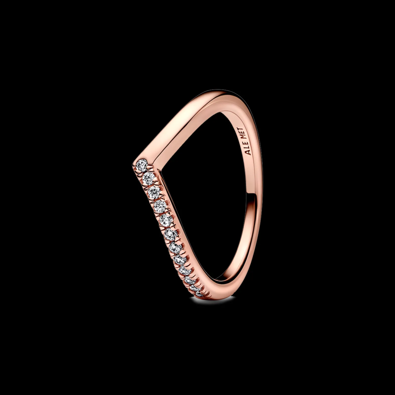Anel Wishbone Rosa Com Zirconias-Pandora Shop
