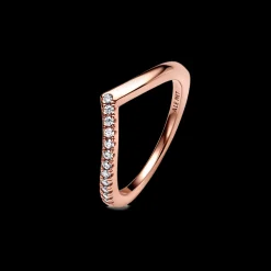 Anel Wishbone Rosa Com Zirconias-Pandora Shop