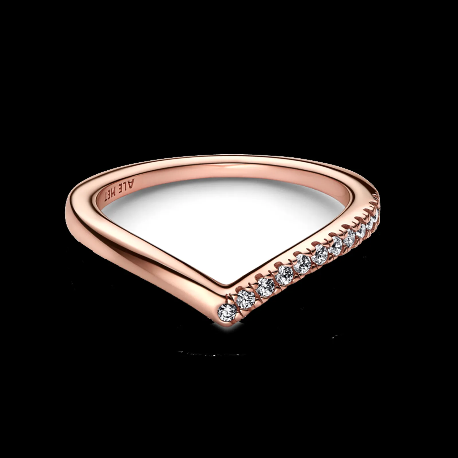 Anel Wishbone Rosa Com Zirconias-Pandora Shop