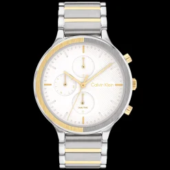 Branco E Dourado Em Aco-Calvin Klein Watches Fashion