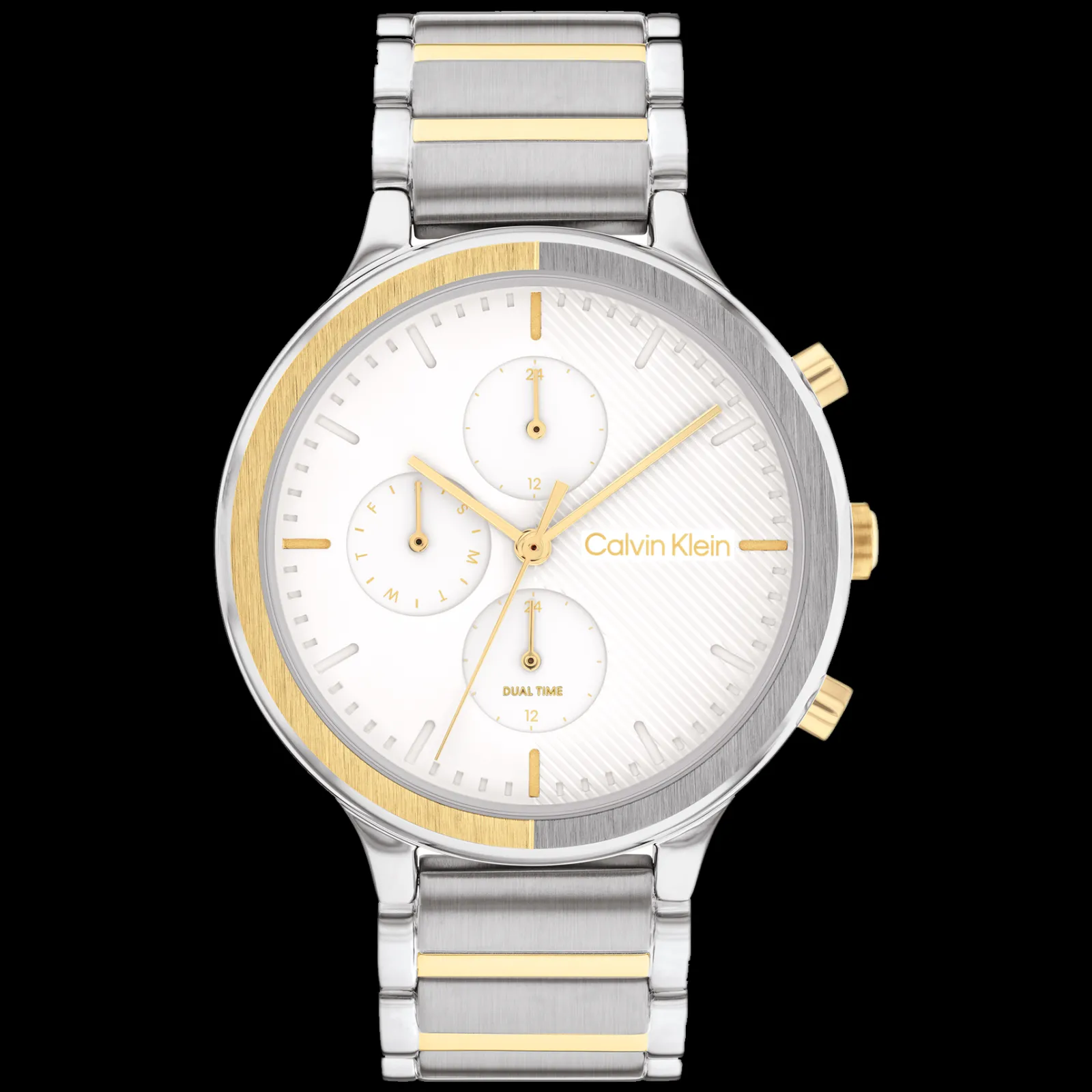 Branco E Dourado Em Aco-Calvin Klein Watches Fashion