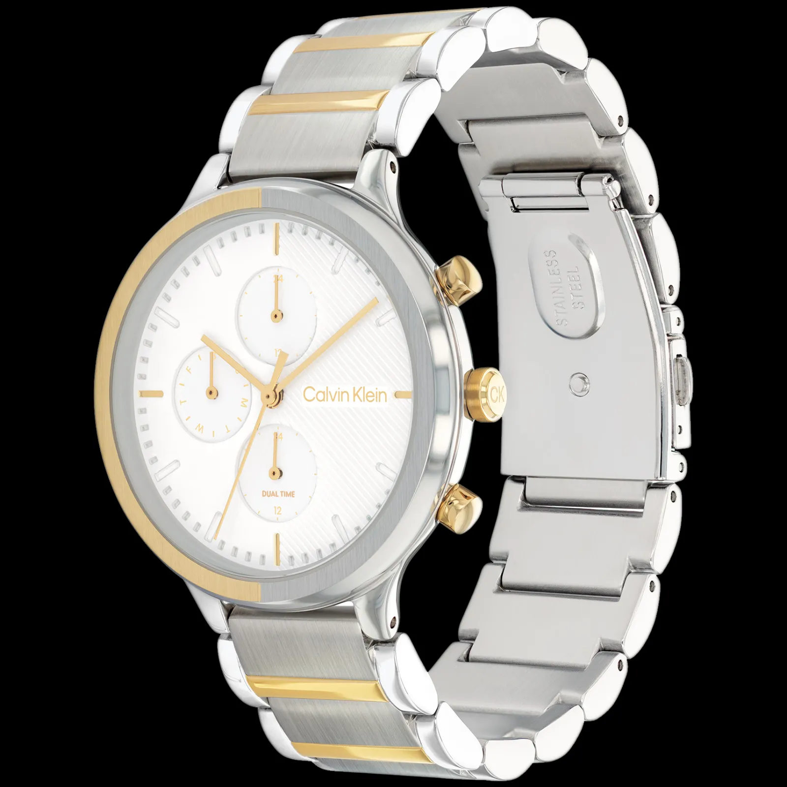 Branco E Dourado Em Aco-Calvin Klein Watches Fashion