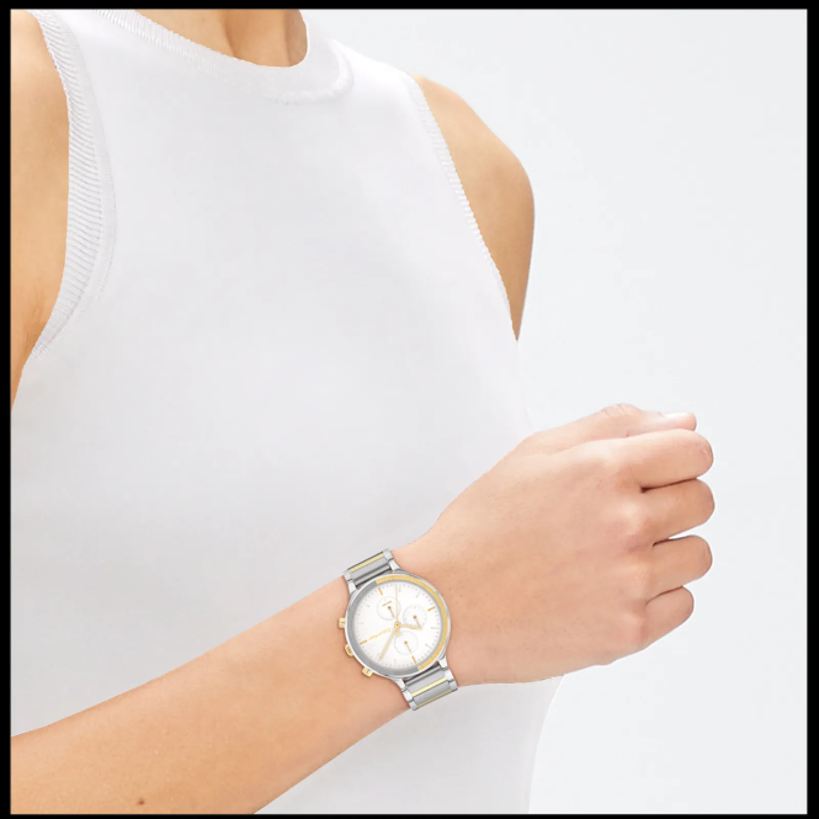 Branco E Dourado Em Aco-Calvin Klein Watches Fashion