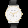 Branco E Dourado Em Pele Preta-Calvin Klein Watches Hot