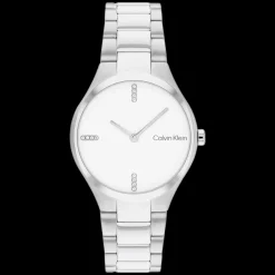 Branco E Prateado Em Aco-Calvin Klein Watches New