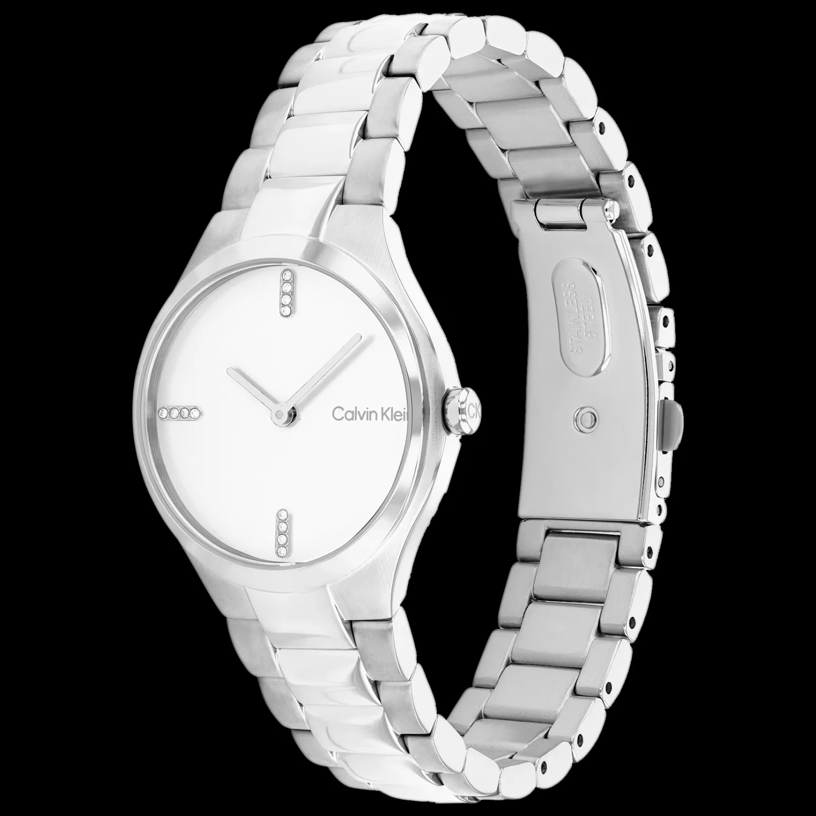 Branco E Prateado Em Aco-Calvin Klein Watches New