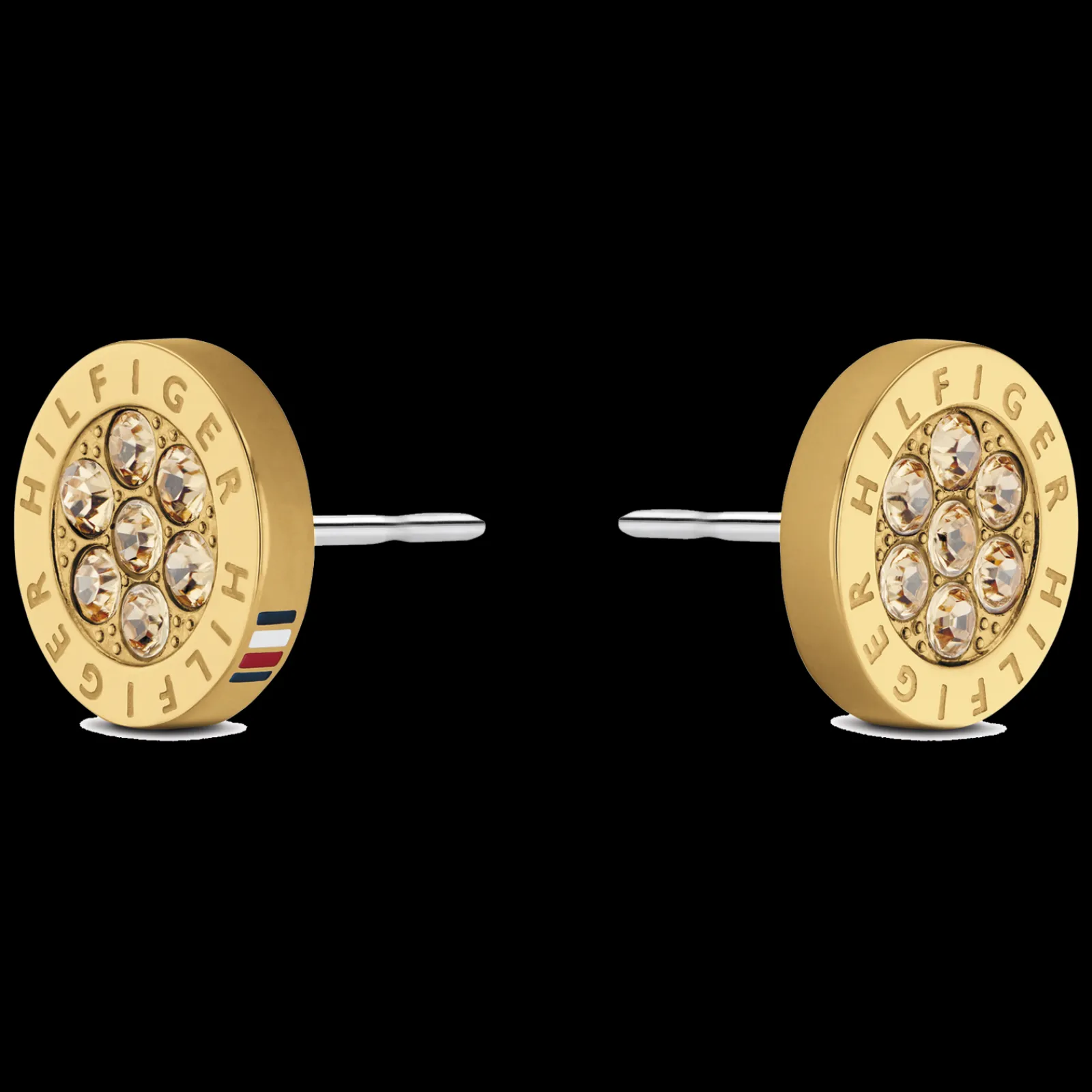 Brincos Aco Dourado E Cristais-Tommy Hilfiger Jewelry Shop