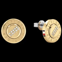 Brincos Aco Dourado E Cristais-Tommy Hilfiger Jewelry New