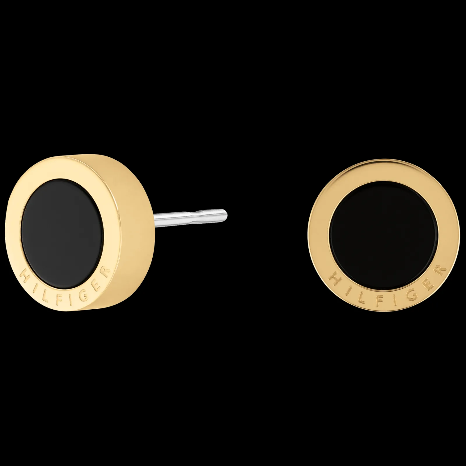 Brincos Aco Dourado Onix-Tommy Hilfiger Jewelry Hot