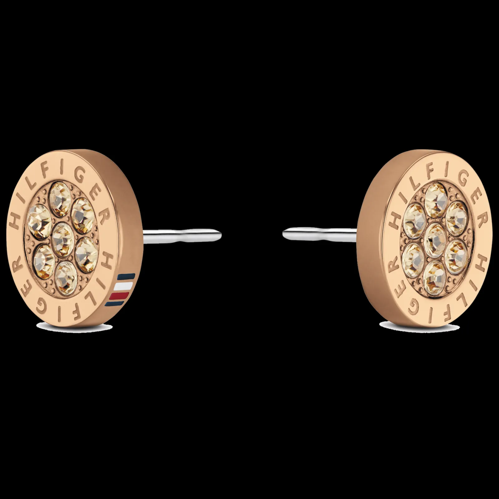 Brincos Aco Dourado Rosa E Cristais-Tommy Hilfiger Jewelry Cheap