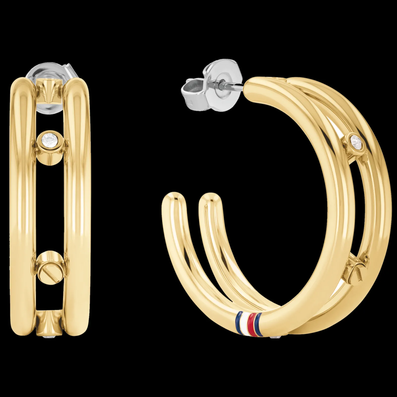 Brincos Argola Aco Dourado E Cristais-Tommy Hilfiger Jewelry Flash Sale