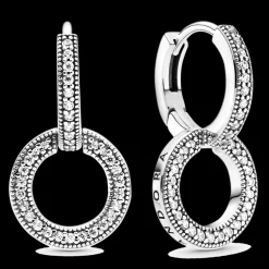 Brincos Argolas Sparkling Double-Pandora Clearance