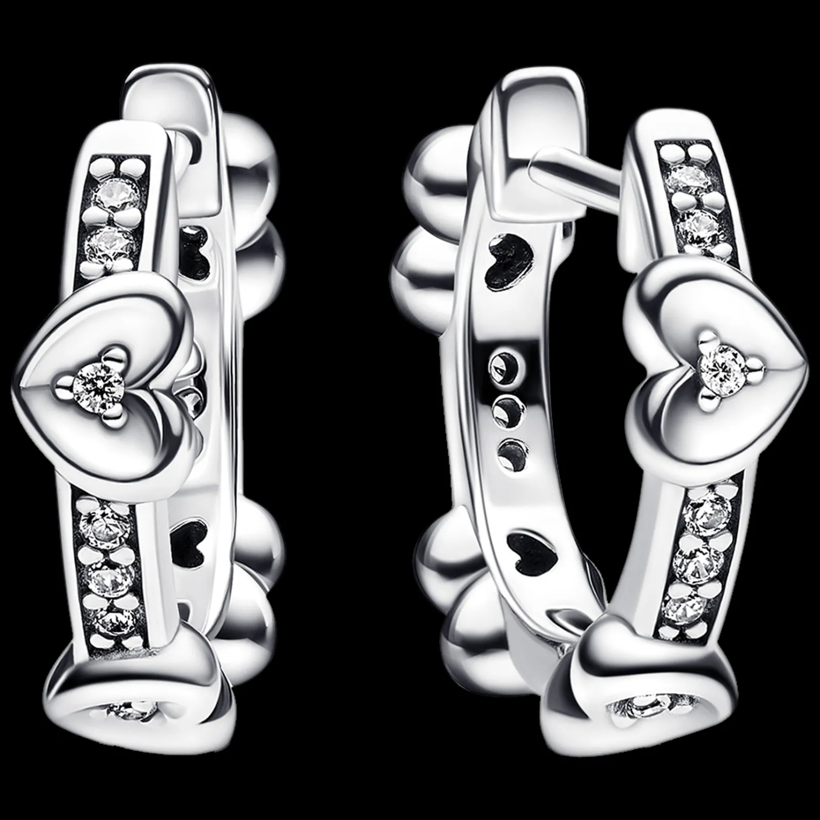 Brincos Coracoes Com Zirconias-Pandora Cheap