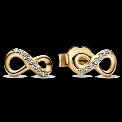 Brincos Infinito Dourados Com Zirconias-Pandora Flash Sale