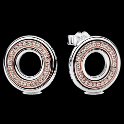 Brincos Logo Rosa E Prata-Pandora Clearance