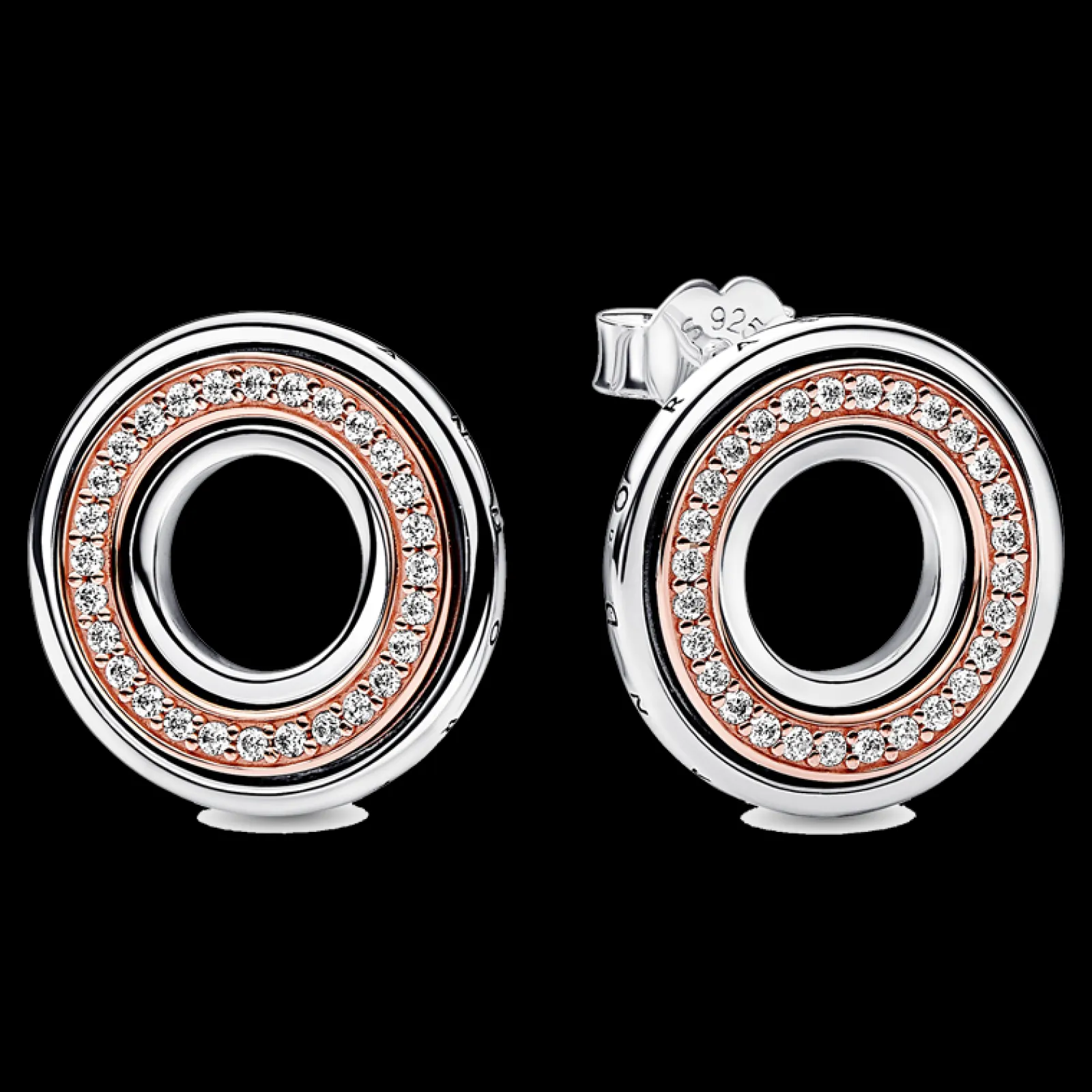 Brincos Logo Rosa E Prata-Pandora Clearance