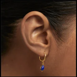 Brincos Nomad Lapis Lazuli Hoops Dourados-PDPAOLA Store
