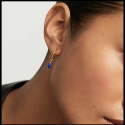 Brincos Nomad Lapis Lazuli Hoops Dourados-PDPAOLA Store