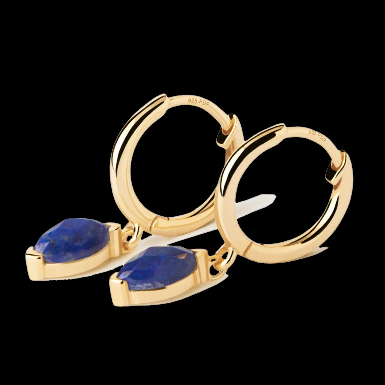 Brincos Nomad Lapis Lazuli Hoops Dourados-PDPAOLA Store