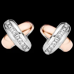 Brincos X Ouro Rosa, Prata, Diamantes-Tirisi Moda Best Sale