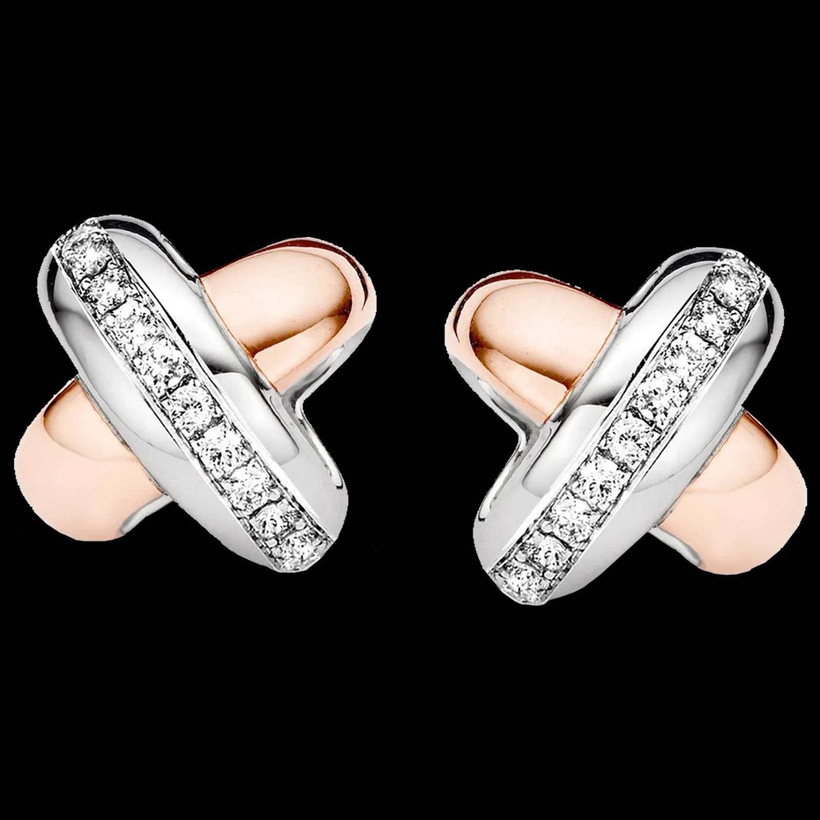 Brincos X Ouro Rosa, Prata, Diamantes-Tirisi Moda Best Sale