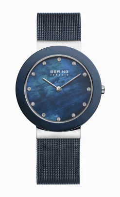 Ceramic Azul E Prateado-Bering Watches Fashion