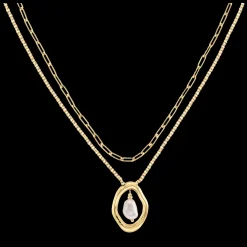 Colar Duplo Em Dourado Com Perola-Calvin Klein Jewelry Shop