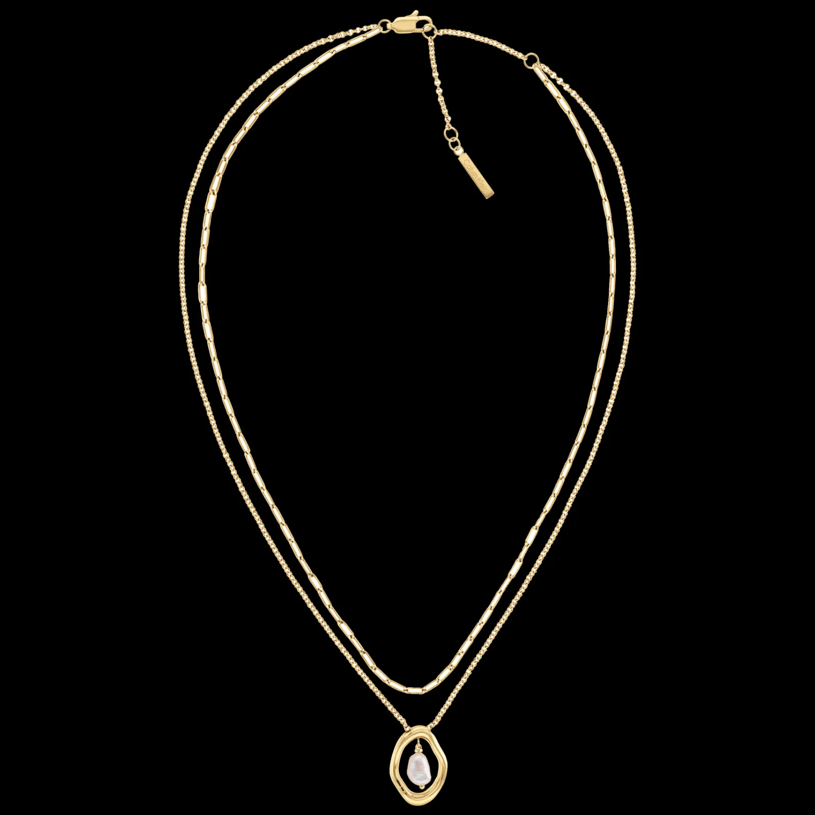 Colar Duplo Em Dourado Com Perola-Calvin Klein Jewelry Shop