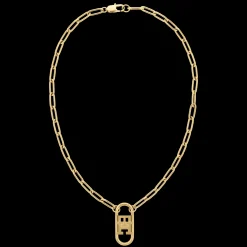 Colar Longo Dourado Com Monograma-Tommy Hilfiger Jewelry Flash Sale