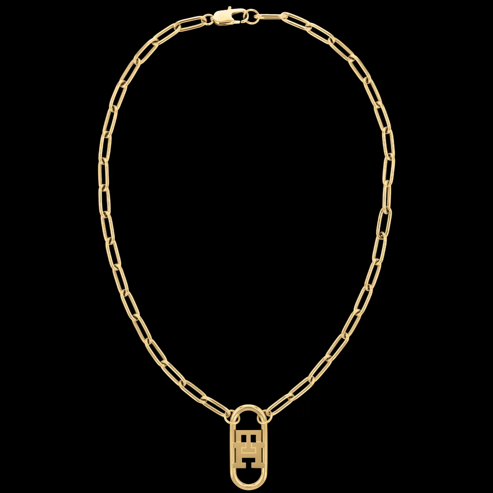 Colar Longo Dourado Com Monograma-Tommy Hilfiger Jewelry Flash Sale
